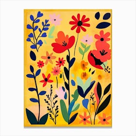 Flowers On A Yellow Background Canvas Print