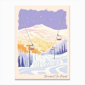 Poster Of Steamboat Ski Resort   Colorado, Usa, Ski Resort Pastel Colours Illustration 3 Canvas Print
