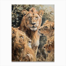 Barbary Lion Acrylic Painting 6 Canvas Print
