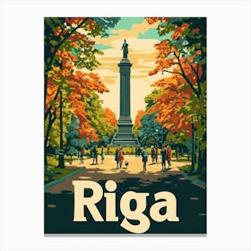 Aihrgdesign A Retro Travel Poster For Riga Canvas Print