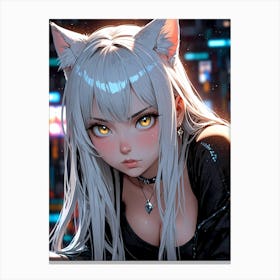 Anime Girl With Cat Ears 3 Canvas Print