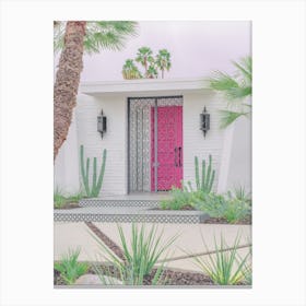 Moroccan Style Gate And Pink Door On A Mid Century Modern Home In Palm Springs California Canvas Print