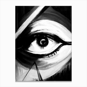 Inner Vision, Symbol, Third Eye Black & White Canvas Print