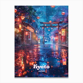 Kyoto Japan Night Time Travel Art Canvas Print