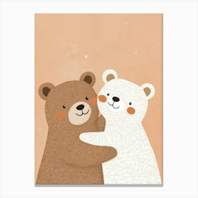 Two Bears Hugging, nursery wall art, kids room prints, playroom decor Canvas Print