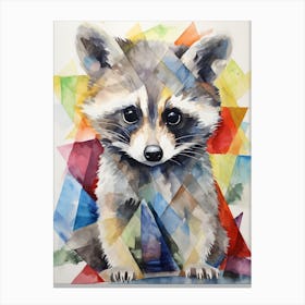 A Baby Raccoon In The Style Of Jasper Johns Canvas Print