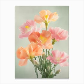 Freesia Flowers Acrylic Painting In Pastel Colours 2 Canvas Print