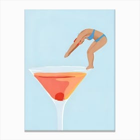 Diving Into A Martini Canvas Print