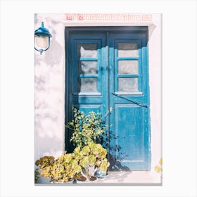 Blue Greek Door Canvas Print