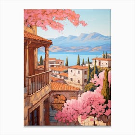 Antalya Turkey 3 Vintage Pink Travel Illustration Canvas Print
