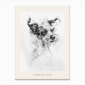 Wired Hair Terrier Dog Line Sketch 2 Poster Canvas Print