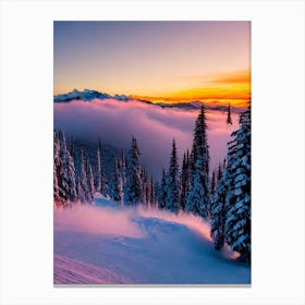 Sun Peaks, Canada Sunrise Skiing Poster Canvas Print