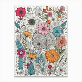 Floral Doodle Canvas Print