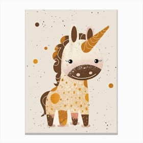 Beige Cute Kids Unicorn 1 Canvas Print