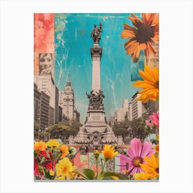 Buenos Aires   Floral Retro Collage Style 3 Canvas Print