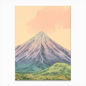 Mount Apo Philippines Color Line Drawing (7) Canvas Print