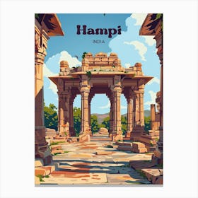 Hampi India Hosapete Digital Travel Illustration Lienzos