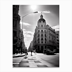 Madrid, Spain, Black And White Analogue Photography 4 Canvas Print