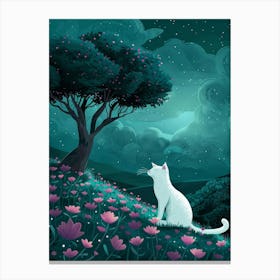 Cat In The Moonlight 9 Canvas Print