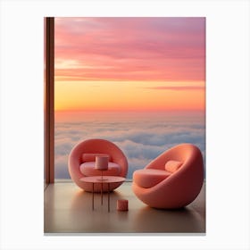 Pink Chairs At Sunset Canvas Print