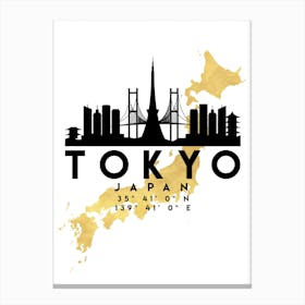 Tokyo Japan Silhouette City Skyline Map Canvas Print