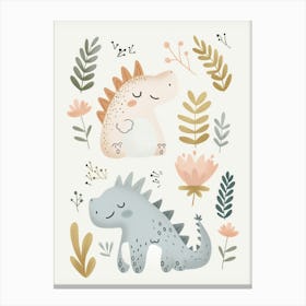 Cute Dinosaurs, Nursery Wall Art for Kids Canvas Print