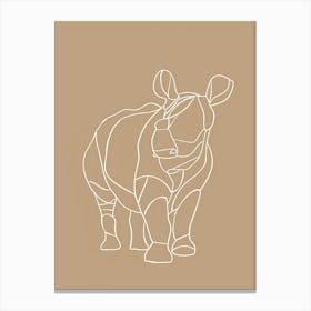 Rhino - Boho, Line Art 6 Canvas Print