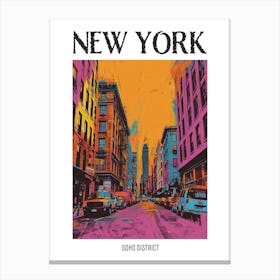 Soho District New York Colourful Silkscreen Illustration 4 Poster Canvas Print