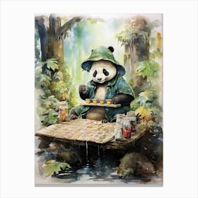 Panda Art Board Gaming Watercolour 1 Canvas Print