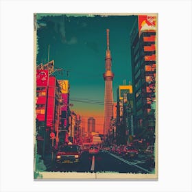 Tokyo Retro Polaroid Style Canvas Print