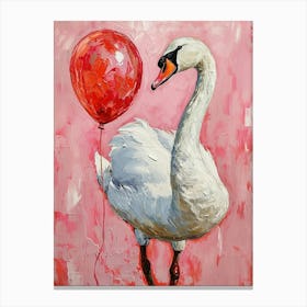 Cute Swan With Balloon Canvas Print
