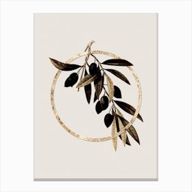 Gold Ring Olive Tree Branch Glitter Botanical Illustration n.0335 Canvas Print