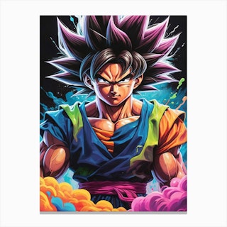 Goku Dragon Ball Z Neon Iridescent (32) Canvas Print