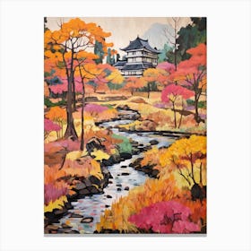 Autumn City Park Painting Kenrokuen Garden Kanazawa Japan 2 Canvas Print
