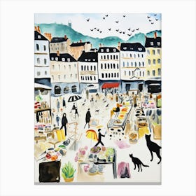 The Food Market In Lyon 2 Illustration Canvas Print