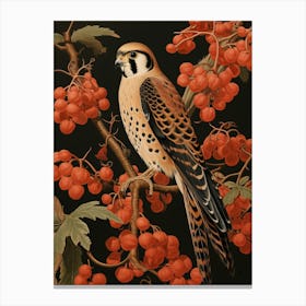 Dark And Moody Botanical American Kestrel 2 Canvas Print