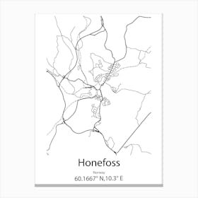 Honefoss,Norway Minimalist Map Canvas Print