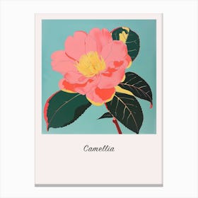 Camellia 3 Square Flower Illustration Poster Canvas Print