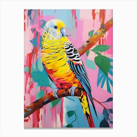 Colourful Bird Painting Budgerigar 4 Canvas Print