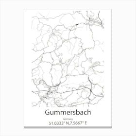 Gummersbach,Germany Minimalist Map Canvas Print