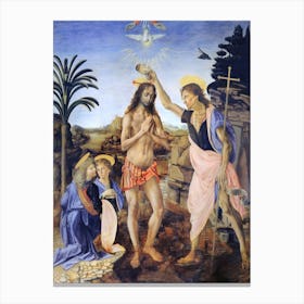 Baptism Of Christ, Leonardo Da Vinci Canvas Print