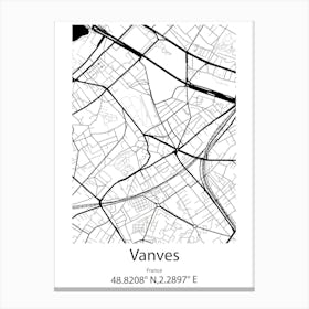 Vanves,France Minimalist Map Canvas Print