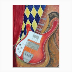 Wall Art With Red Bass Guitar Vibrant Expressions Canvas Print
