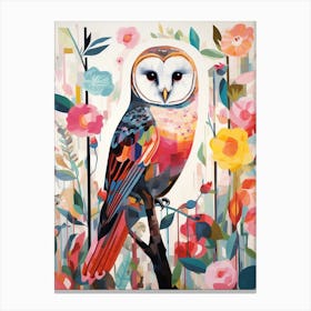 Bird Painting Collage Barn Owl 1 Canvas Print