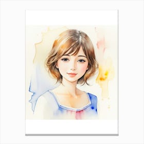 Watercolor Print Of A Girl Canvas Print