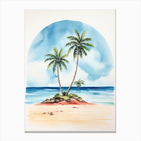 Watercolour Of Flamenco Beach   Culebra Puerto Rico 1 Canvas Print
