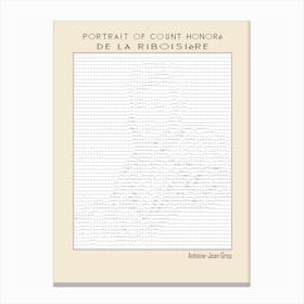 Ascii Art Minimalist – Portrait Of Count Honoré De La Riboisière Antoine Jean Gros – Classic Painting Canvas Print