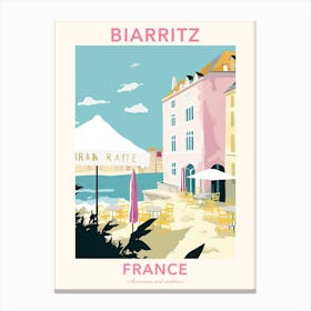 Biarritz, France, Flat Pastels Tones Illustration 3 Poster Canvas Print