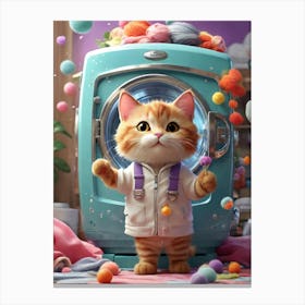 Cat In The Washing Machine Canvas Print