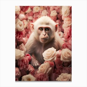 Monkey In Roses 1 Canvas Print